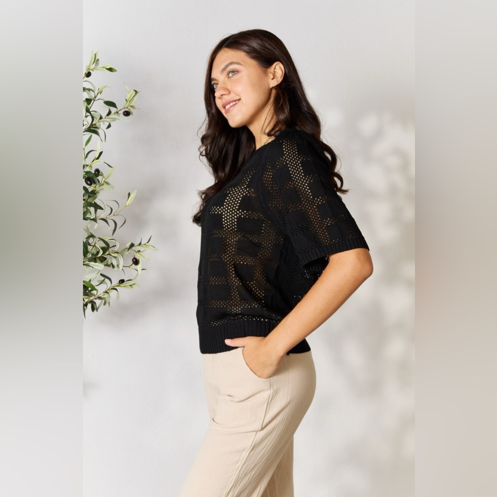 Mandy Ribbed Trim Round Neck Knit Top - Picture 4 of 7